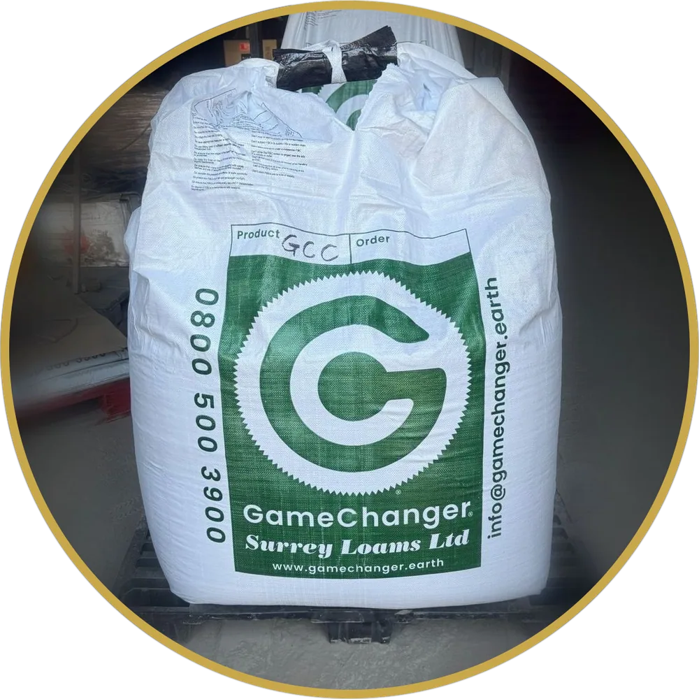 The first GameChanger bulk bag, standing on a pallet at the works